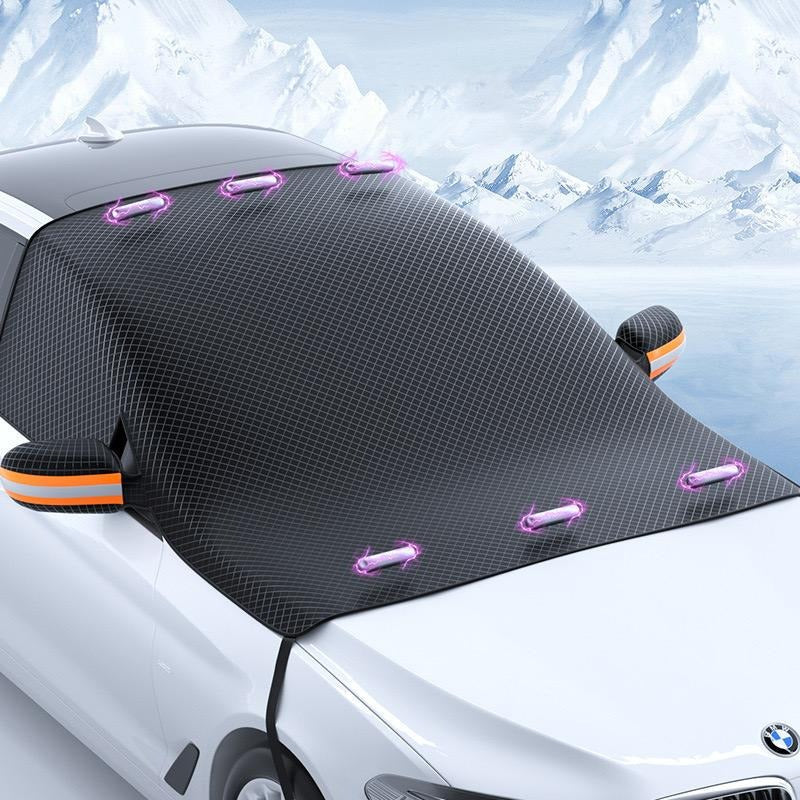 Car windshield anti-snow and anti-frost cover with rearview mirror cover, suitable for most vehicles, sedans, SUVs, etc., can be used in all seasons