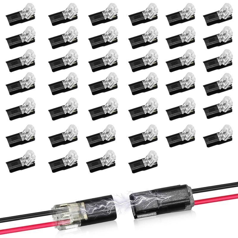 Double-Wire Plug-in Connector Led Light Strip Connectors 2 Pin, Low Voltage Wire Connector with Locking Buckle, Fast Connect Plugs Led Connectors for Strip Lights，Lead strip automotive wiring electricity Power Distribution Secure -YY