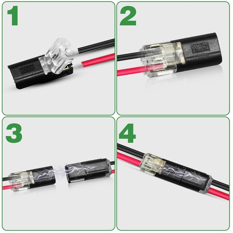 Double-Wire Plug-in Connector Led Light Strip Connectors 2 Pin, Low Voltage Wire Connector with Locking Buckle, Fast Connect Plugs Led Connectors for Strip Lights，Lead strip automotive wiring electricity Power Distribution Secure -YY