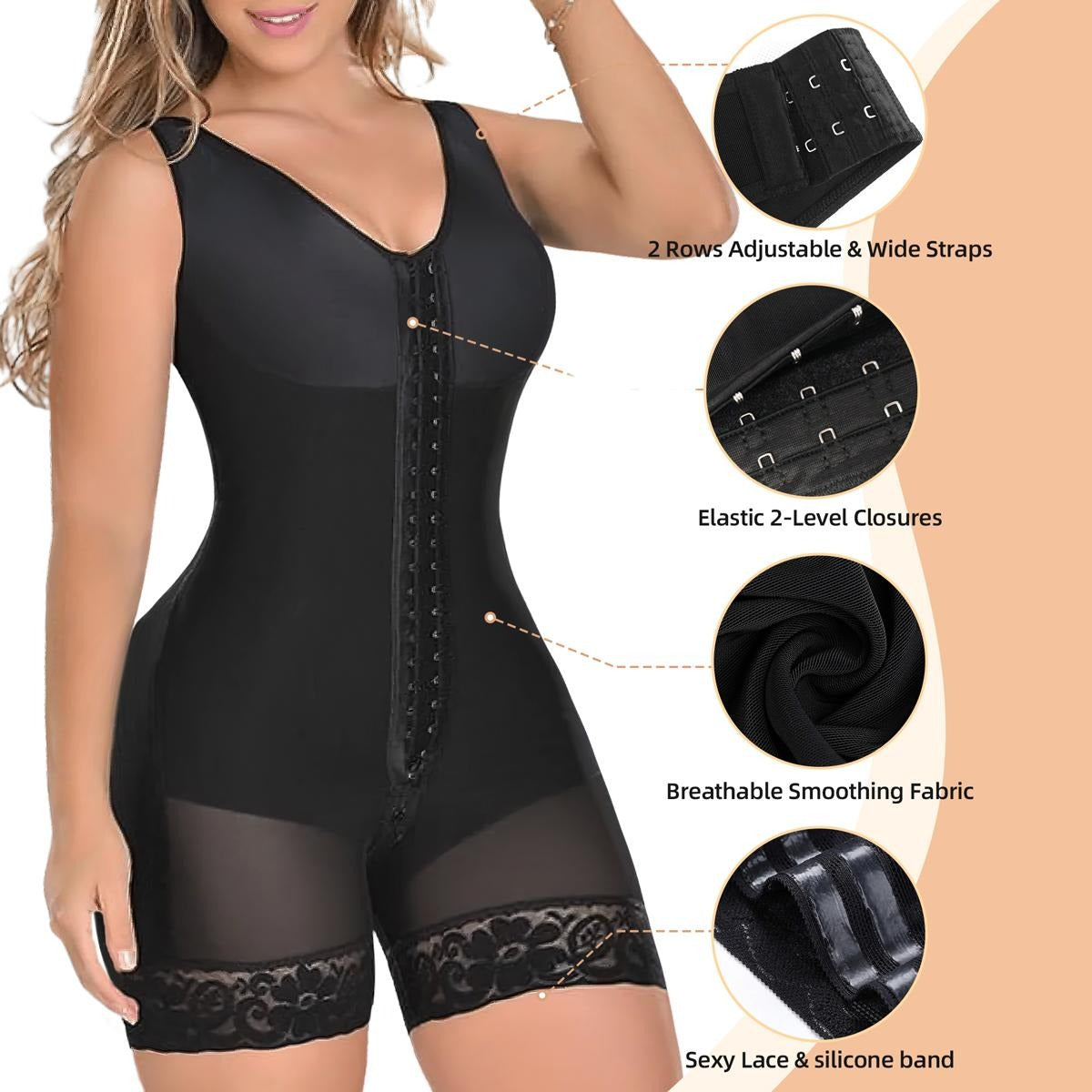Fajas Colombianas Shapewear for Women Tummy Control Full Shapewear Butt Lifter with Zipper Crotch