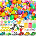 36pcs/48pcs/60pcs/80pcs/100pcs/120pcs/144pcs/160pcs/200pcs Prefilled Easter Eggs Toys and Stickers for Easter Egg Hunt, Filled with Toys Party Favors for Kids Boys Girls Easter Eggs Hunt, Basket Stuffers Fillers, Classroom Prize Supplies Kids Outdoor Play