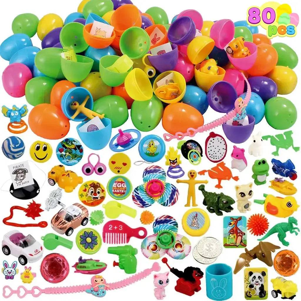 36pcs/48pcs/60pcs/80pcs/100pcs/120pcs/144pcs/160pcs/200pcs Prefilled Easter Eggs Toys and Stickers for Easter Egg Hunt, Filled with Toys Party Favors for Kids Boys Girls Easter Eggs Hunt, Basket Stuffers Fillers, Classroom Prize Supplies Kids Outdoor Play