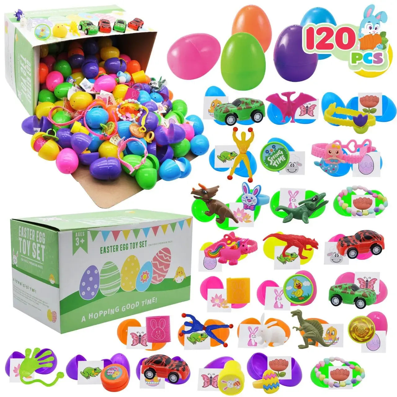 36pcs/48pcs/60pcs/80pcs/100pcs/120pcs/144pcs/160pcs/200pcs Prefilled Easter Eggs Toys and Stickers for Easter Egg Hunt, Filled with Toys Party Favors for Kids Boys Girls Easter Eggs Hunt, Basket Stuffers Fillers, Classroom Prize Supplies Kids Outdoor Play
