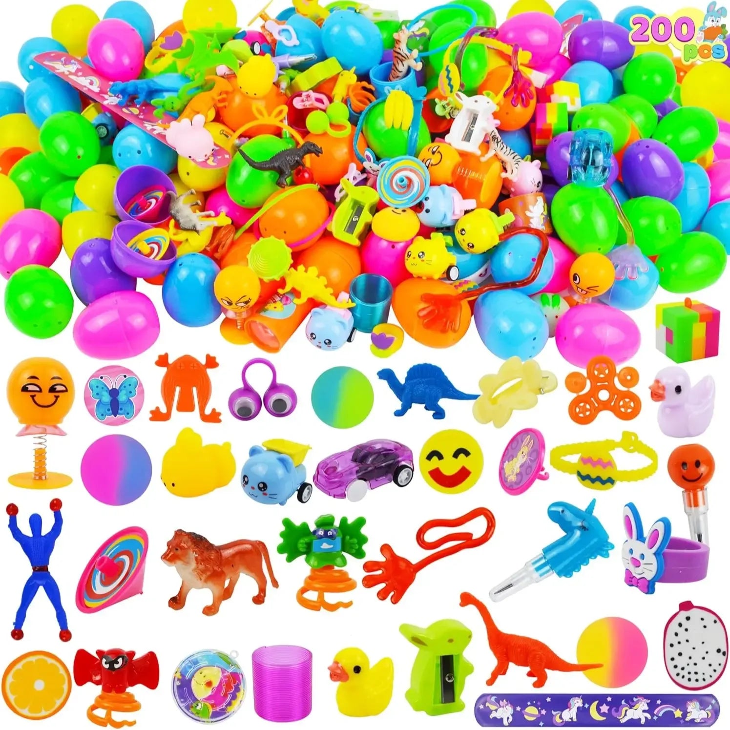 36pcs/48pcs/60pcs/80pcs/100pcs/120pcs/144pcs/160pcs/200pcs Prefilled Easter Eggs Toys and Stickers for Easter Egg Hunt, Filled with Toys Party Favors for Kids Boys Girls Easter Eggs Hunt, Basket Stuffers Fillers, Classroom Prize Supplies Kids Outdoor Play
