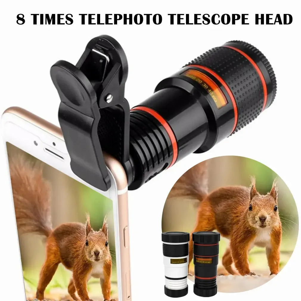 Cellphone Telescope 8 Times High Definition Monocular Telescope Mini Portable Focusing Telescope with Clip Cover Cleaning Cloth for Bird Watching Hunting Camping HIking