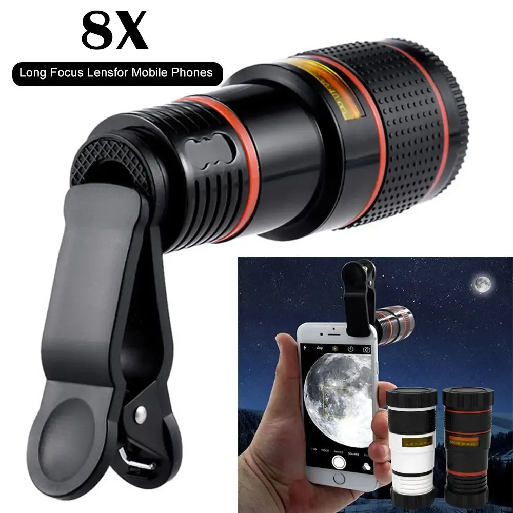 Cellphone Telescope 8 Times High Definition Monocular Telescope Mini Portable Focusing Telescope with Clip Cover Cleaning Cloth for Bird Watching Hunting Camping HIking