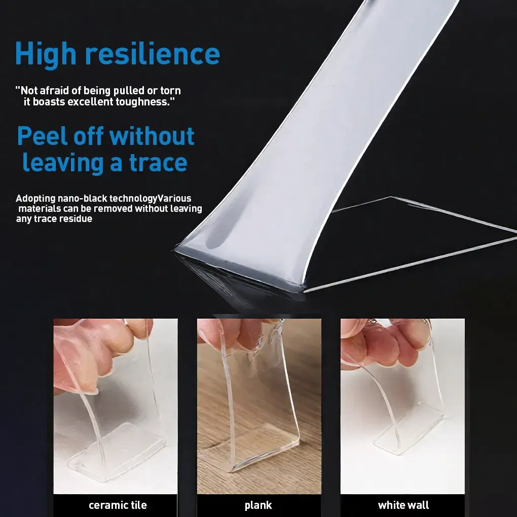 Ultra-strong Double Sided Adhesive Nano Tape Transparent Reusable Waterproof Tapes Heat Resistance for Bathroom Home Decoration 16.4FT Traceless Magic Tape