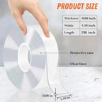 Ultra-strong Double Sided Adhesive Nano Tape Transparent Reusable Waterproof Tapes Heat Resistance for Bathroom Home Decoration 16.4FT Traceless Magic Tape