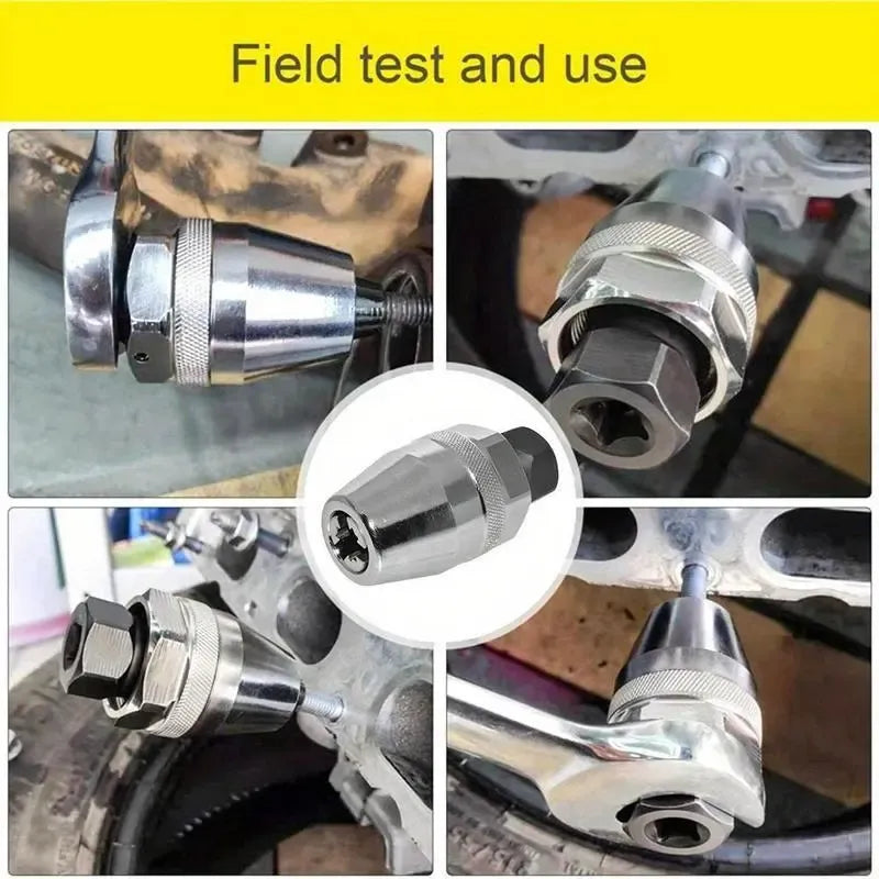 6-13mm Broken Bolt Extractor Set - Metal Damaged Stud Remover Tool for Impact Wrench and Ratchet, Non-Electric Manual Operation