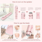 Mother'S Day Gift, 2 in 1 Electric Hair Removal Tool Trimmer for Women, Dual-head Electric Razors, Body & Facial Electric Shaver, Waterproof Wet & Dry Use Trimmer, Shaver for Women