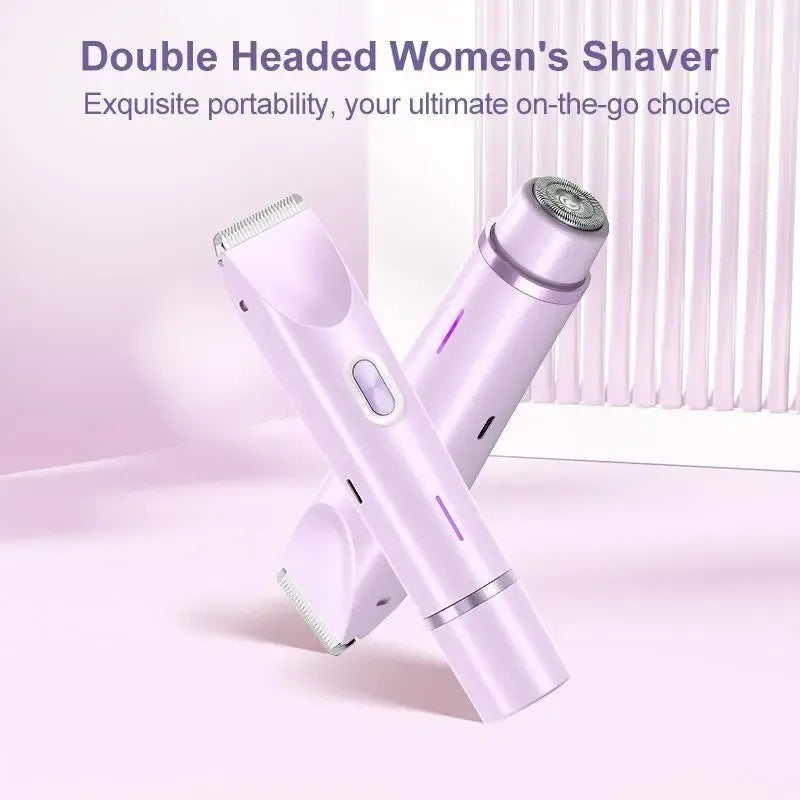 Mother'S Day Gift, 2 in 1 Electric Hair Removal Tool Trimmer for Women, Dual-head Electric Razors, Body & Facial Electric Shaver, Waterproof Wet & Dry Use Trimmer, Shaver for Women