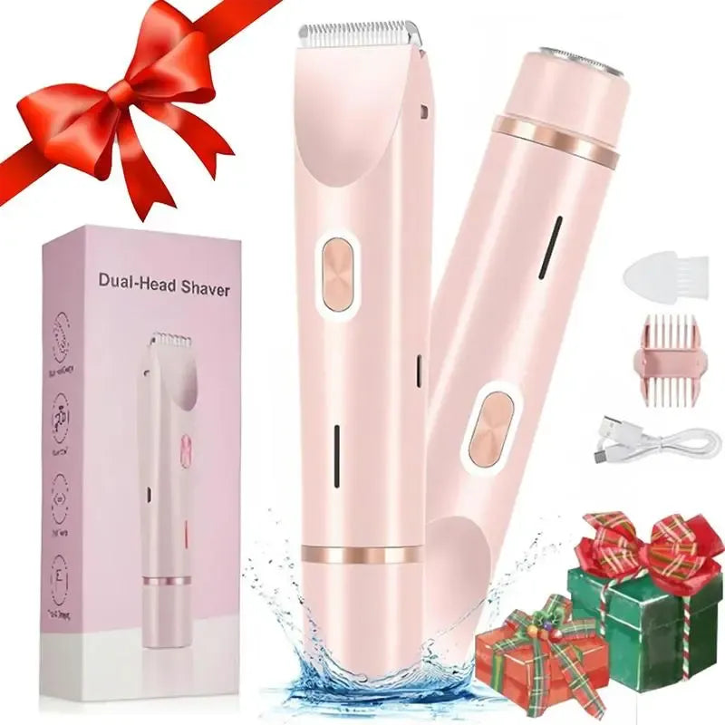 Mother'S Day Gift, 2 in 1 Electric Hair Removal Tool Trimmer for Women, Dual-head Electric Razors, Body & Facial Electric Shaver, Waterproof Wet & Dry Use Trimmer, Shaver for Women