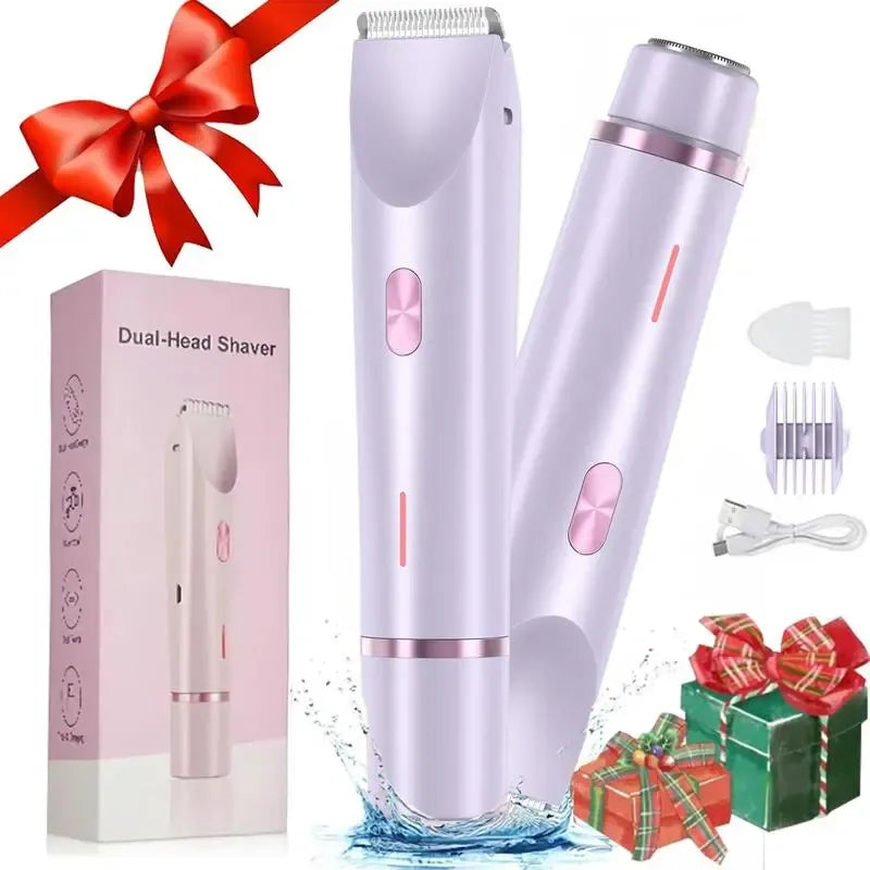 Mother'S Day Gift, 2 in 1 Electric Hair Removal Tool Trimmer for Women, Dual-head Electric Razors, Body & Facial Electric Shaver, Waterproof Wet & Dry Use Trimmer, Shaver for Women