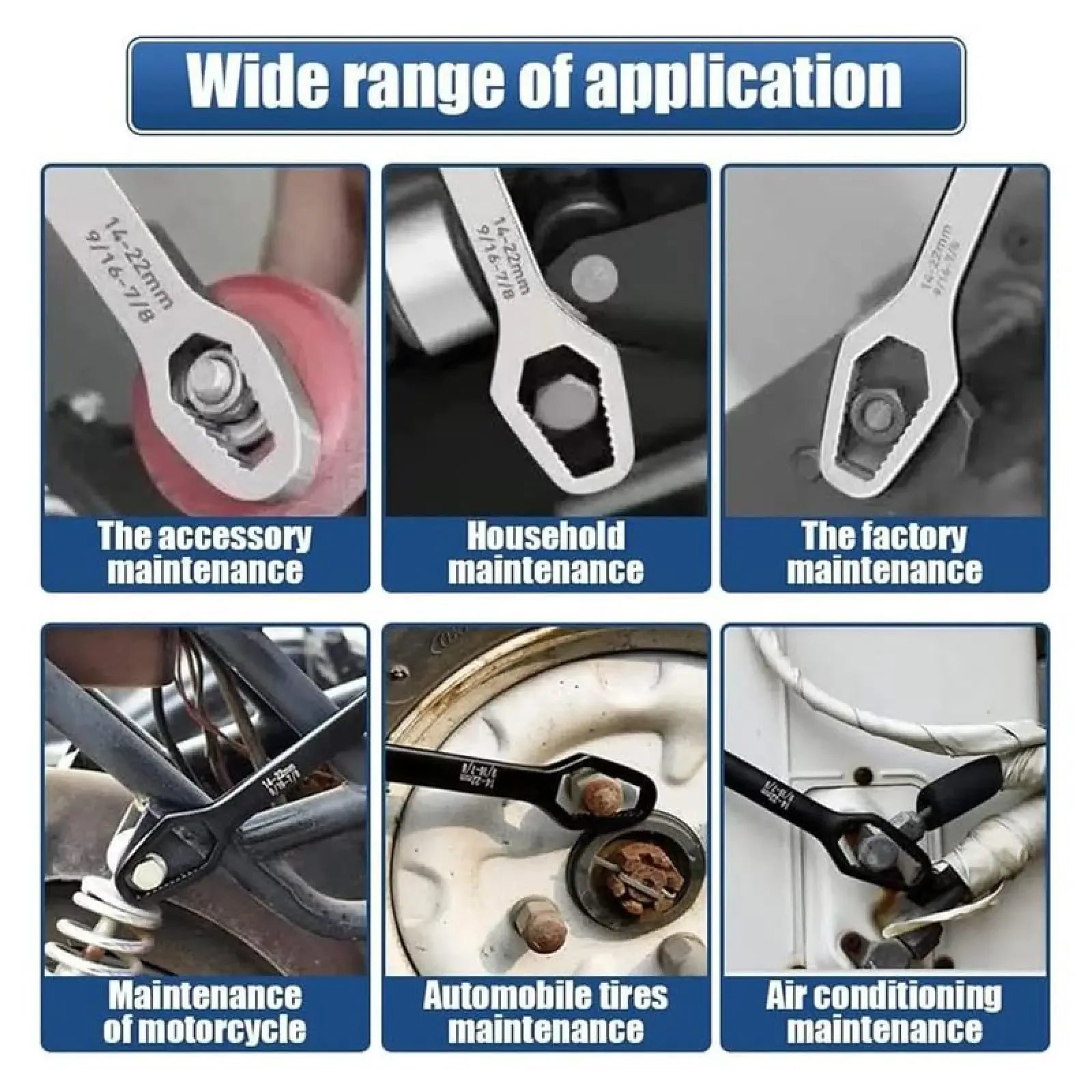 Universal Car Torx Wrench,8-22mm Self-tightening Wrench,Double-head Torx Spanner,Non-Slip Multi-function Wrench for Most Nuts & Bolts Repair,Professional Car Assembly & Disassembly Tool.