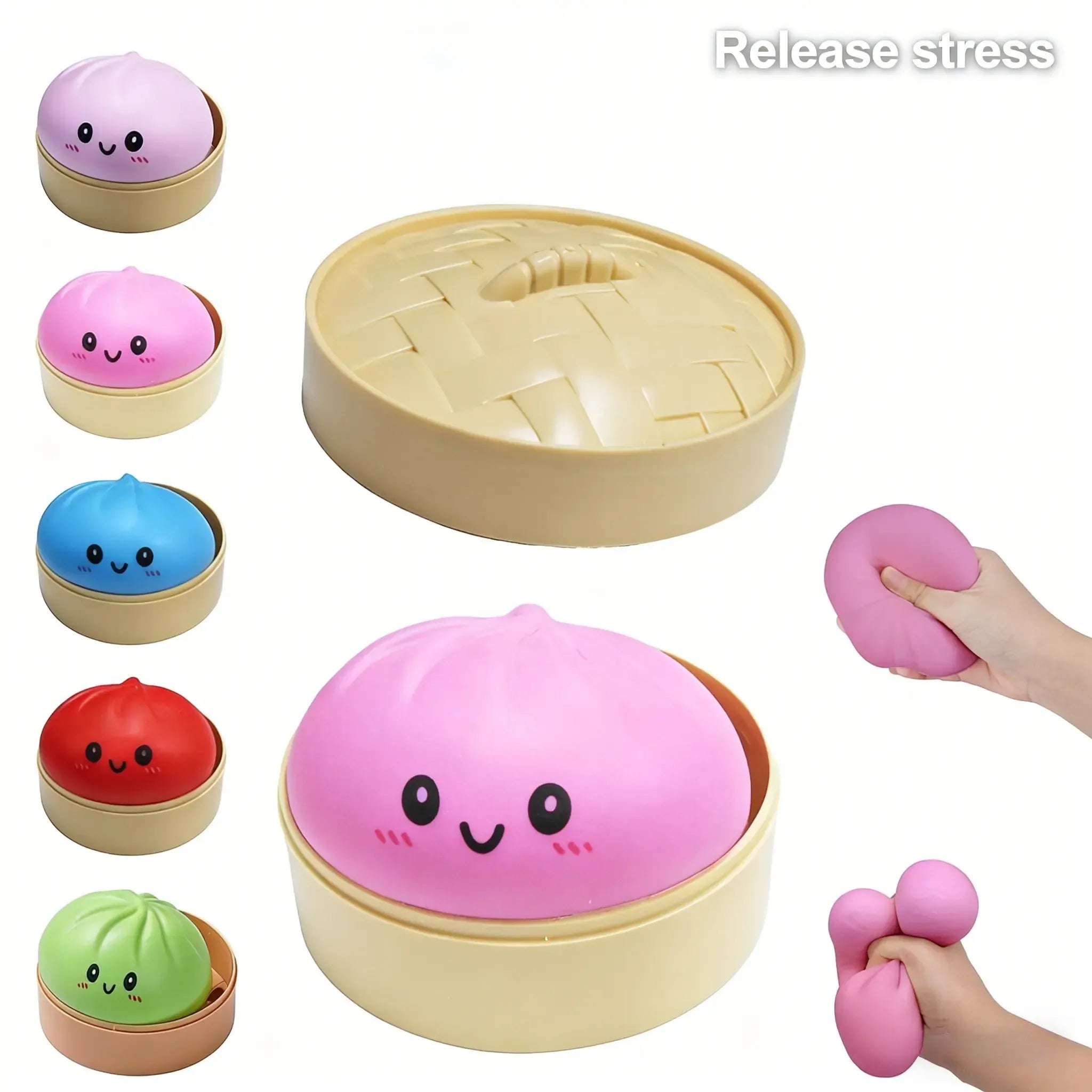 Giant Glitter Dumpling, Giant Dumpling Squishy, Mega Rainbow Dumplings, Cute Anxiety Relief Fidget Toy, with Steamer Box,Soft Squeeze Decompression Dough for Adults
