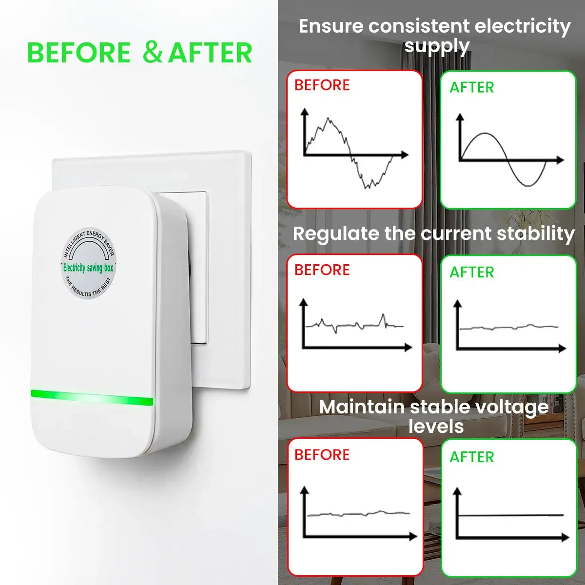 Plug-In Power Box with US Plug 2026 Updated Design, Compatible with 90–250V Input Range