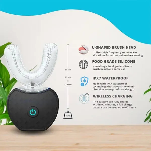 ABS Electric Dual-Color Rechargeable Sonic Rotating Couple Set Tooth Cleaner Smart Teeth Whitener with Intelligent Timer & Quadrant Reminder for Efficient Cleaning