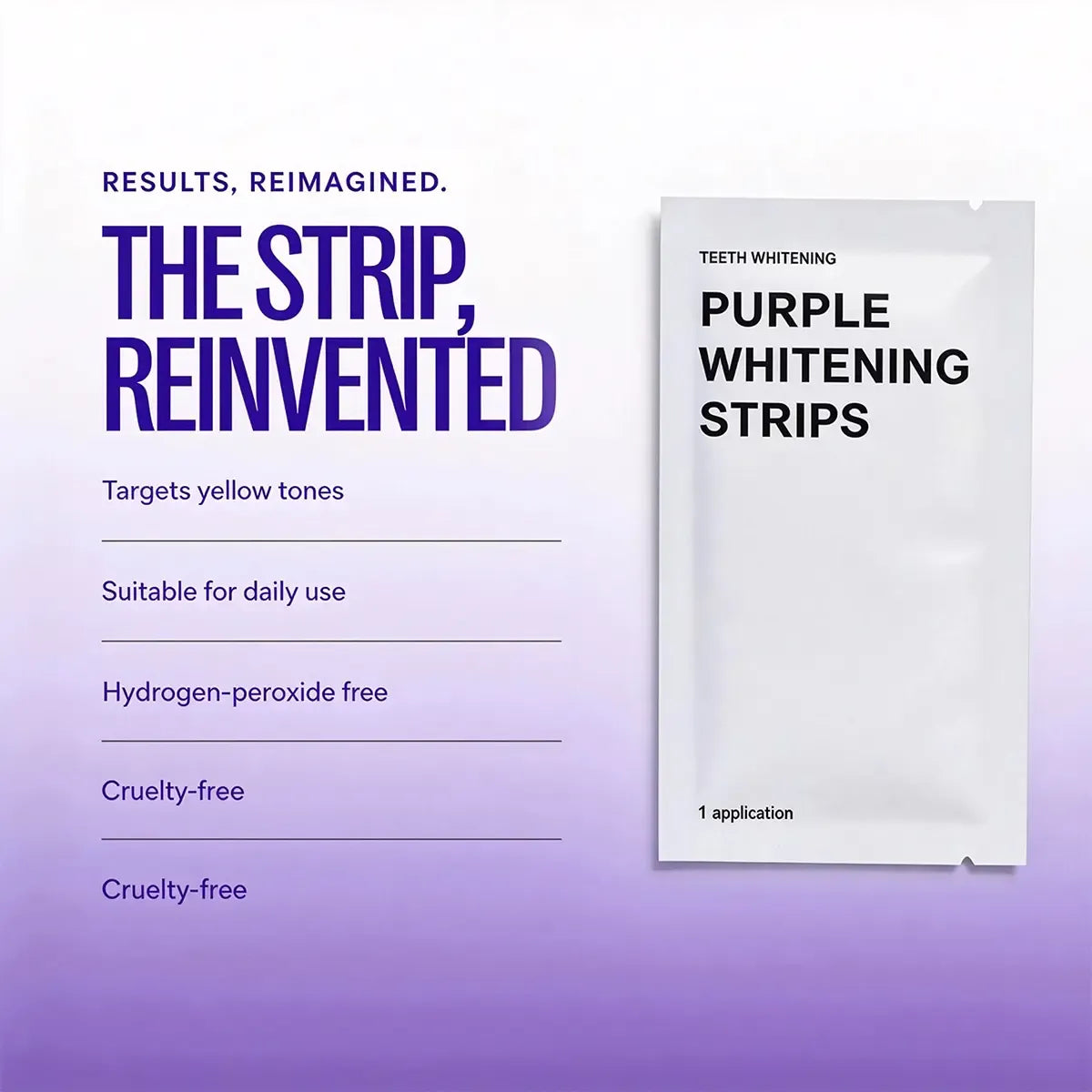 Purple Teeth Whitening Strips-14 strips 7 Whitening Sessions for 30min - Safe for Enamel - Non Sensitive Teeth Whitening - Peroxide-Free - Daily Oral Care, Yellow Teeth Stain Correction & Effective Colour Enhancement