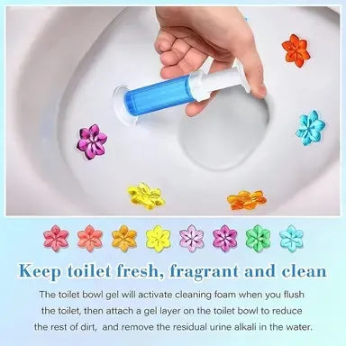 6-Pack Toilet Gel, 6 Floral Stamp Designs, Scented Toilet Cleaner and Air Freshener, Lasts for Half a Year
