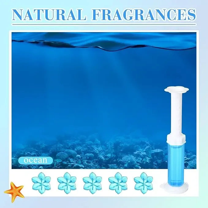 6-Pack Toilet Gel, 6 Floral Stamp Designs, Scented Toilet Cleaner and Air Freshener, Lasts for Half a Year