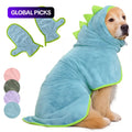 2 Counts Quick-Dry Dog Bathrobe Pet Towels Set, Adjustable Microfiber Robe with Drying Gloves, Ideal for Cold Weather