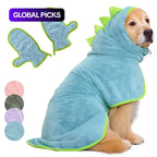 2 Counts Quick-Dry Dog Bathrobe Pet Towels Set, Adjustable Microfiber Robe with Drying Gloves, Ideal for Cold Weather