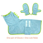 2 Counts Quick-Dry Dog Bathrobe Pet Towels Set, Adjustable Microfiber Robe with Drying Gloves, Ideal for Cold Weather