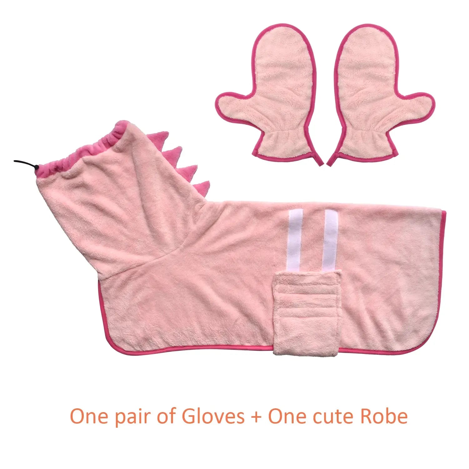 2 Counts Quick-Dry Dog Bathrobe Pet Towels Set, Adjustable Microfiber Robe with Drying Gloves, Ideal for Cold Weather
