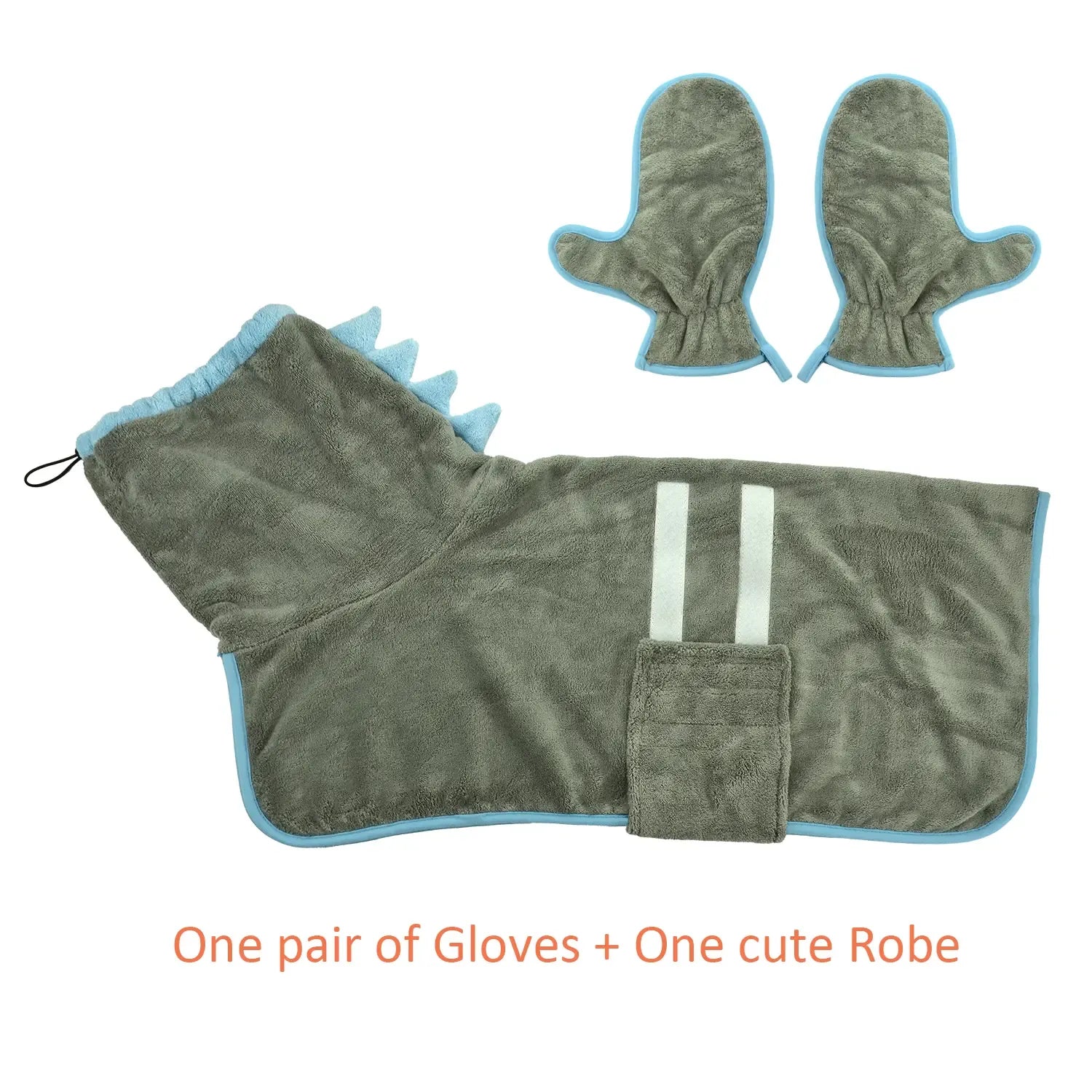 2 Counts Quick-Dry Dog Bathrobe Pet Towels Set, Adjustable Microfiber Robe with Drying Gloves, Ideal for Cold Weather