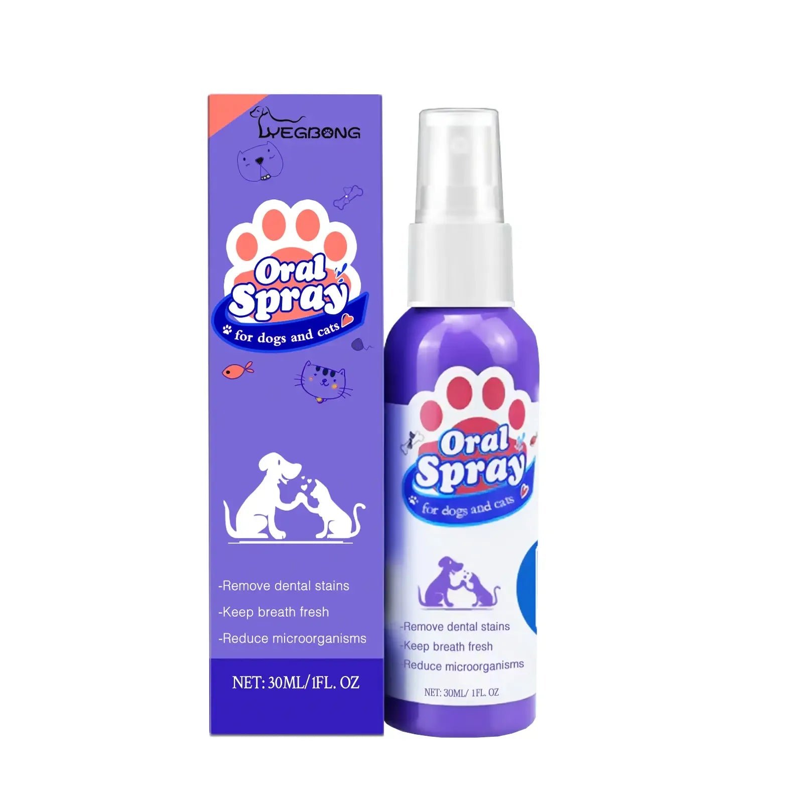 Cat & Dog Dental Cleaning Spray — Removes Tartar Stains, Freshens Breath, Pet Oral Care Spray