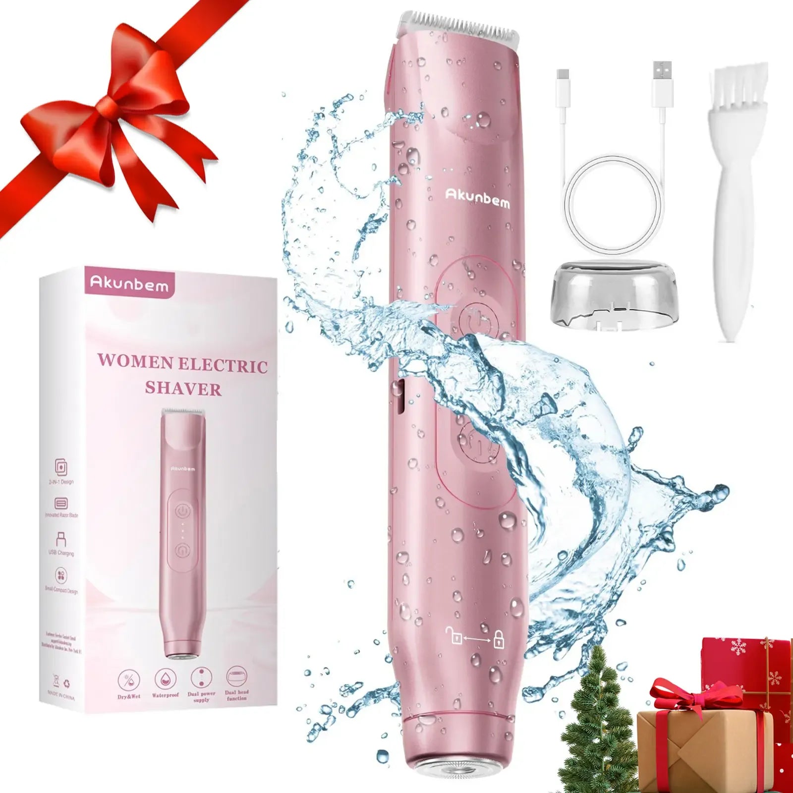 Bikini Trimmer for Women, Electric Shaver and Razor Rechargeable 2-in-1 Body and Facial Epilator