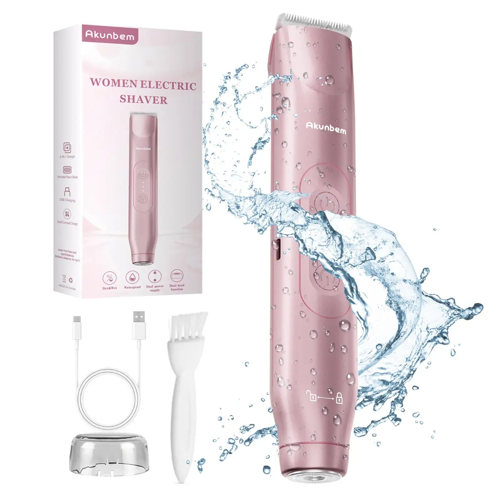 Bikini Trimmer for Women, Electric Shaver and Razor Rechargeable 2-in-1 Body and Facial Epilator