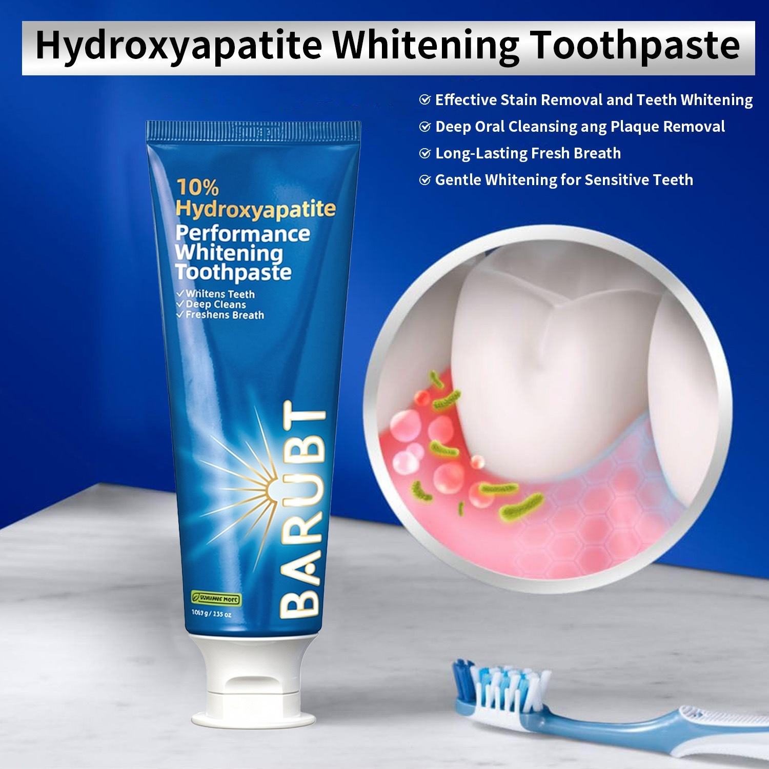 10% Nano Hydroxyapatite Performance Whitening Toothpaste - Fluoride Free & Gentle Whitening - Clinically Supported & NASA-Developed nHA for Strong Enamel & Bright, Smooth Teeth (3.75 oz)