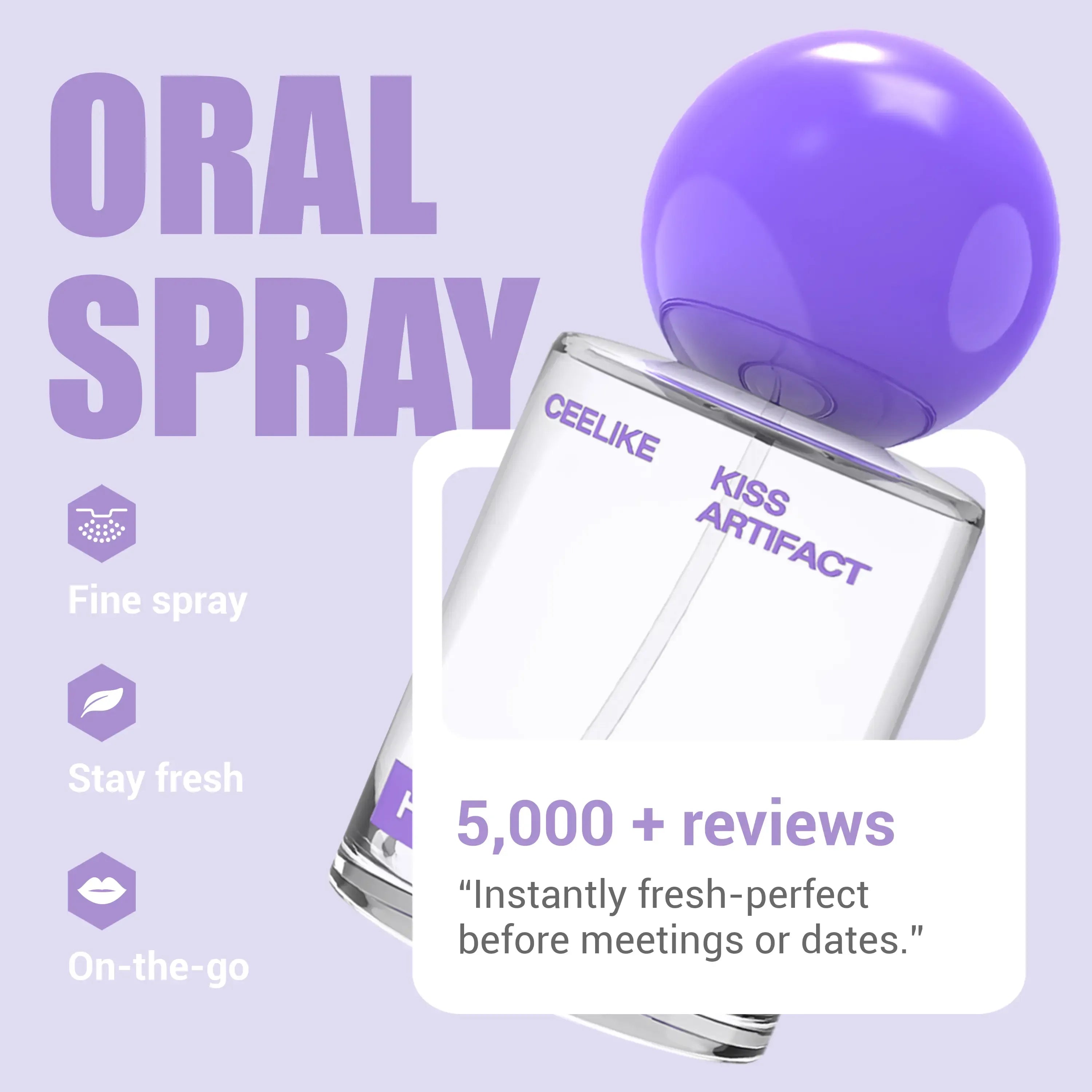 CEELIKE Probiotic Oral Spray 20ml - Fresh Breath & Oral Care, Sugar-Free, Portable, Long-Lasting Freshness