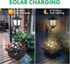 1/2 Pcs Solar Post Light With Planter, Room Decor For Easter Wedding Decorations, Black Post Light, 2 In 1 Outdoor Solar Post Light For Porch Front Door Patio Roadside Decoration