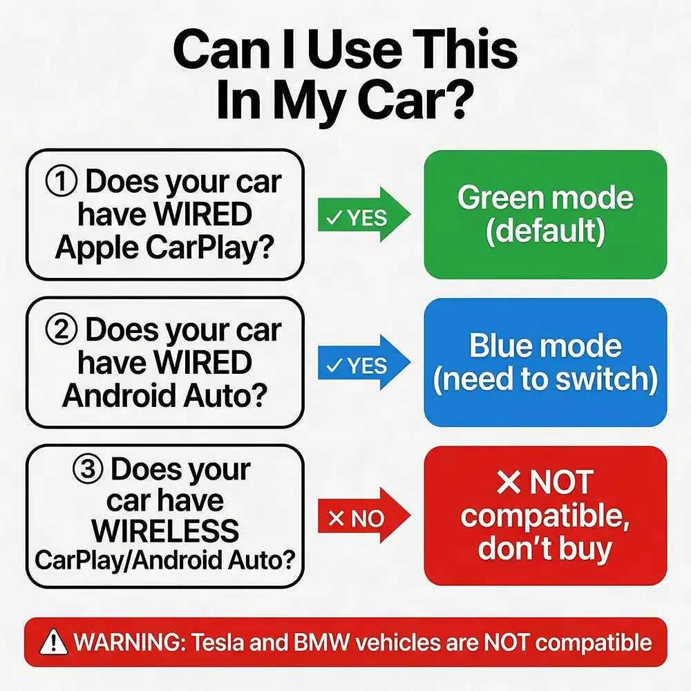 【CHECK COMPATIBILITY】LAMTTO 2026 Wired CarPlay to Wireless Adapter - Built-in Android System for Netflix/YouTube/TikTok - ONLY for Wired CarPlay/AA Vehicles - NOT for Wireless CarPlay |  Summervibes Car Video Players