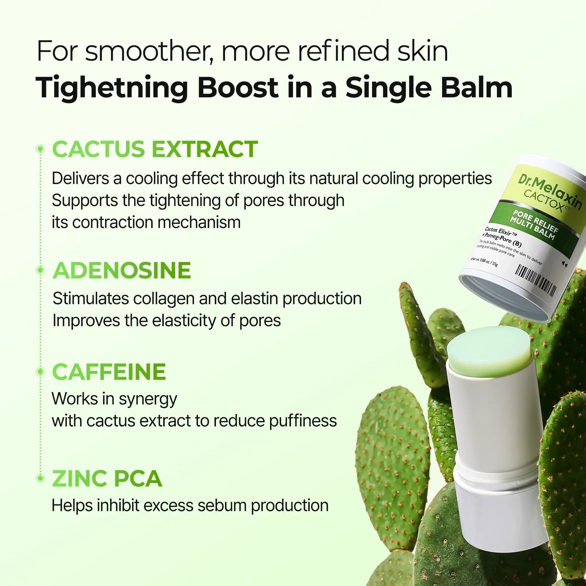 [Dr.Melaxin Official] CACTOX PORE RELIEF MULTI BALM with Cactus Cooling Reduce Puffiness & Pore Tightening for Visible Pore Care Skin Repair