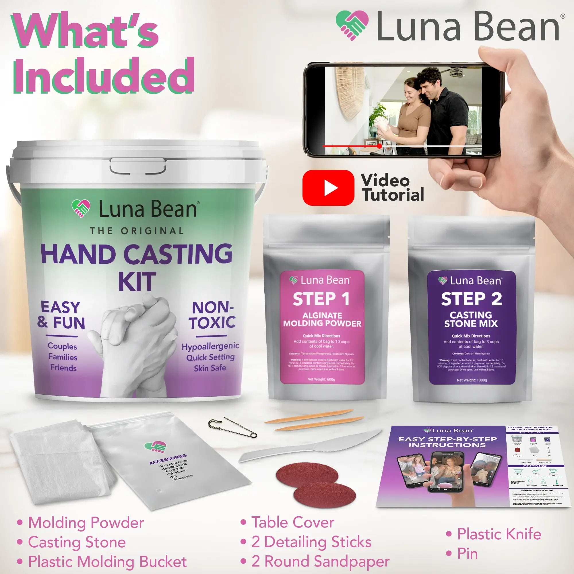 Luna Bean Original Casting Kit – Perfect Gift and Activity for Couples, Families, & Friends
