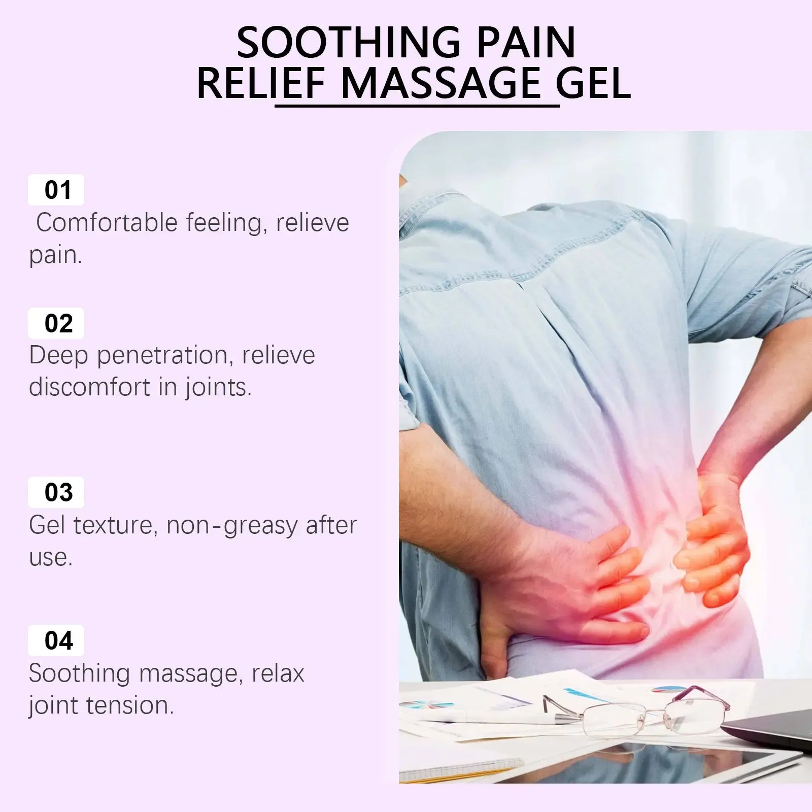 Ximonth 100g Pain Relief Massage Gel, Natural Plant Extracts Soothing Gel, Fast Absorbing Non-Greasy Joint Discomfort Relief