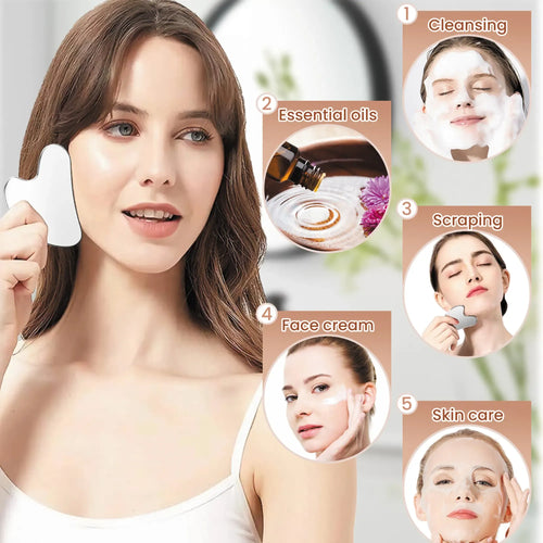 304 Stainless Steel Gua Sha Facial Tools. Comfort Guasha Tool for Face or Body Massage. Relieve Tensions and Reduce Redness Skin Care Tool for Body Treatment, Metal Beauty Essentials mothersdaygift