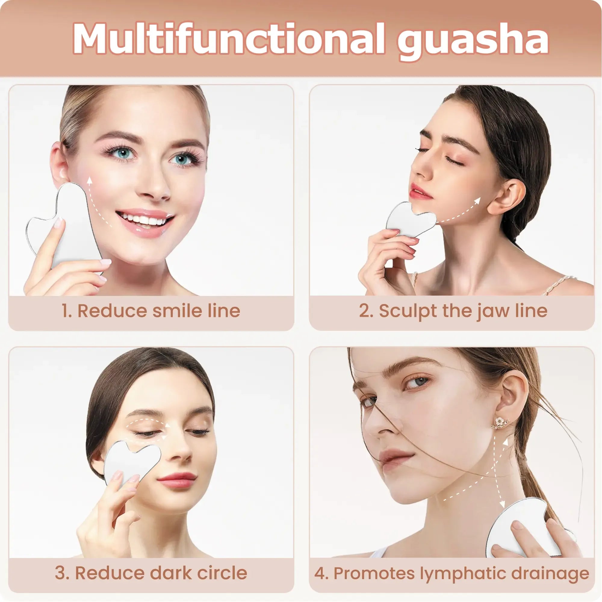 304 Stainless Steel Gua Sha Facial Tools. Comfort Guasha Tool for Face or Body Massage. Relieve Tensions and Reduce Redness Skin Care Tool for Body Treatment, Metal Beauty Essentials mothersdaygift