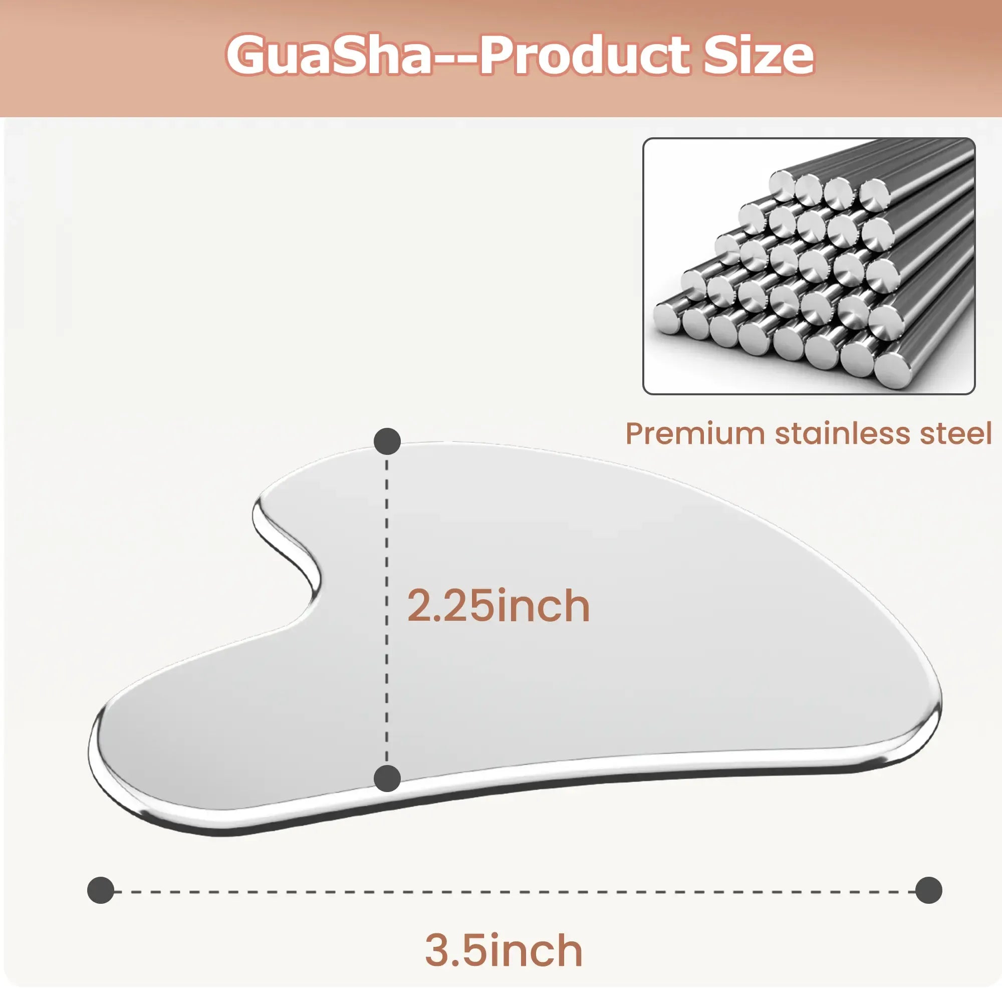 304 Stainless Steel Gua Sha Facial Tools. Comfort Guasha Tool for Face or Body Massage. Relieve Tensions and Reduce Redness Skin Care Tool for Body Treatment, Metal Beauty Essentials mothersdaygift