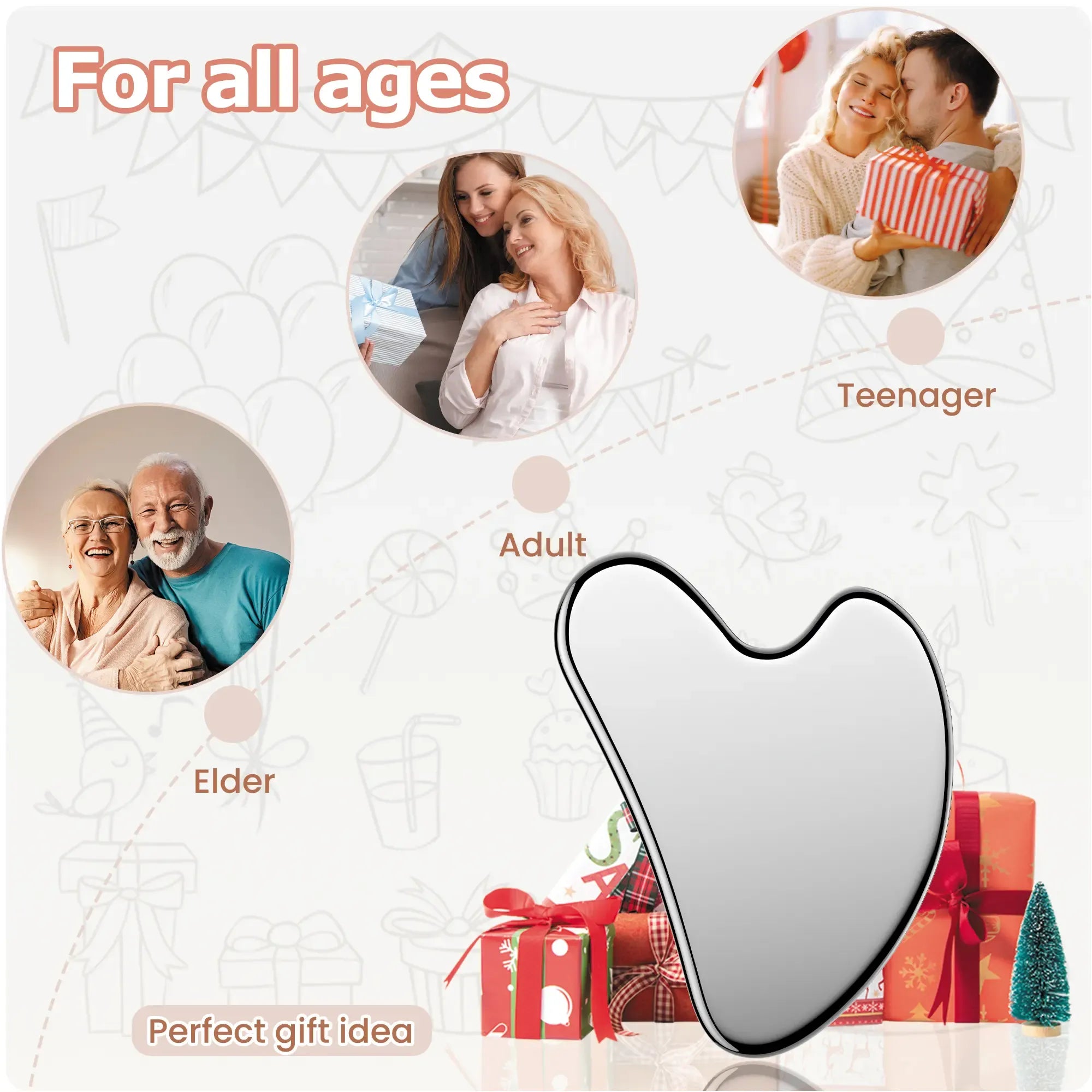304 Stainless Steel Gua Sha Facial Tools. Comfort Guasha Tool for Face or Body Massage. Relieve Tensions and Reduce Redness Skin Care Tool for Body Treatment, Metal Beauty Essentials mothersdaygift