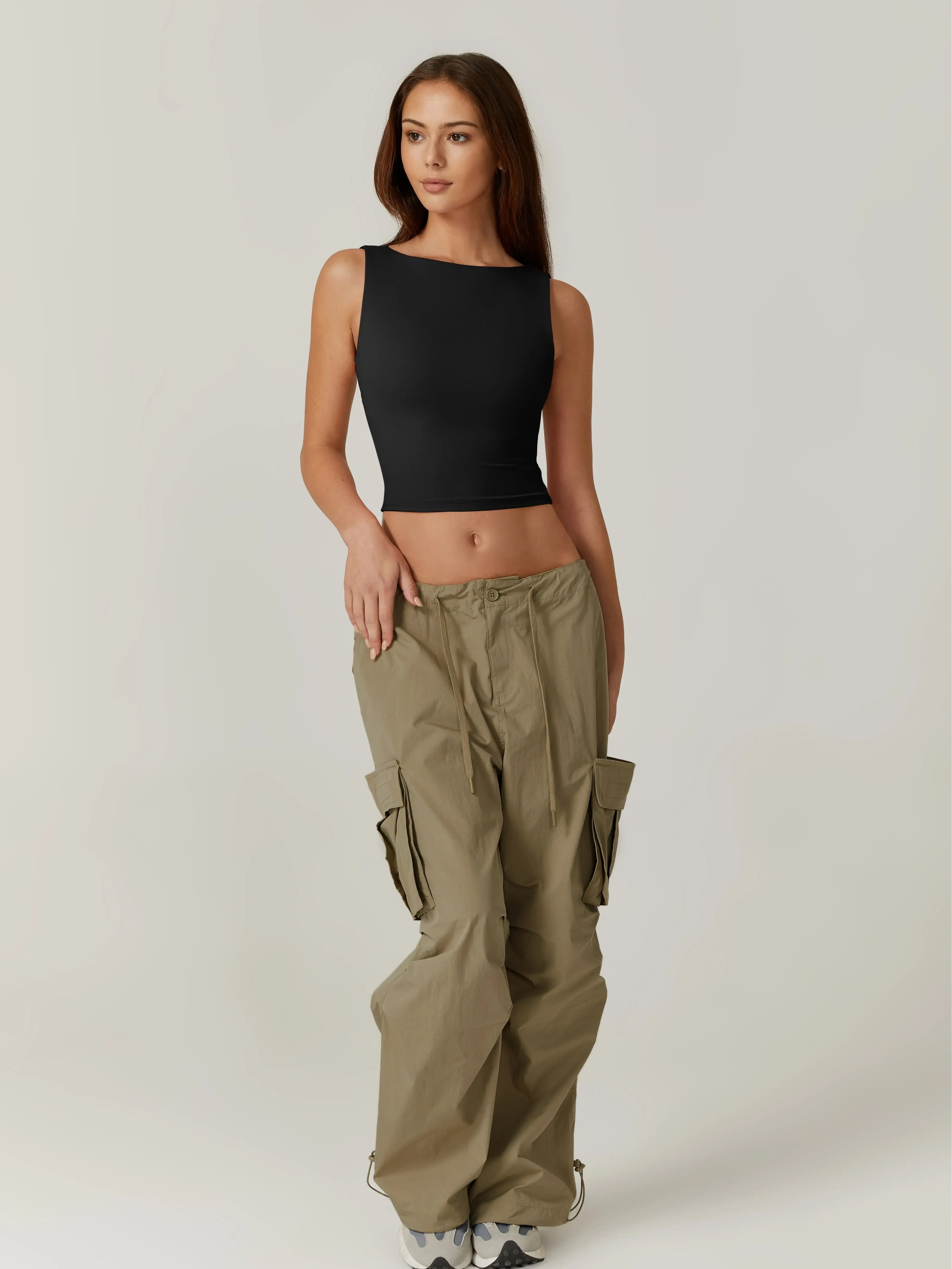 Women's Sexy Open Back Sleeveless Crop Tank High Neck Slim Fit Cropped Tee Shirt Y2k Tops Comfort Fabric