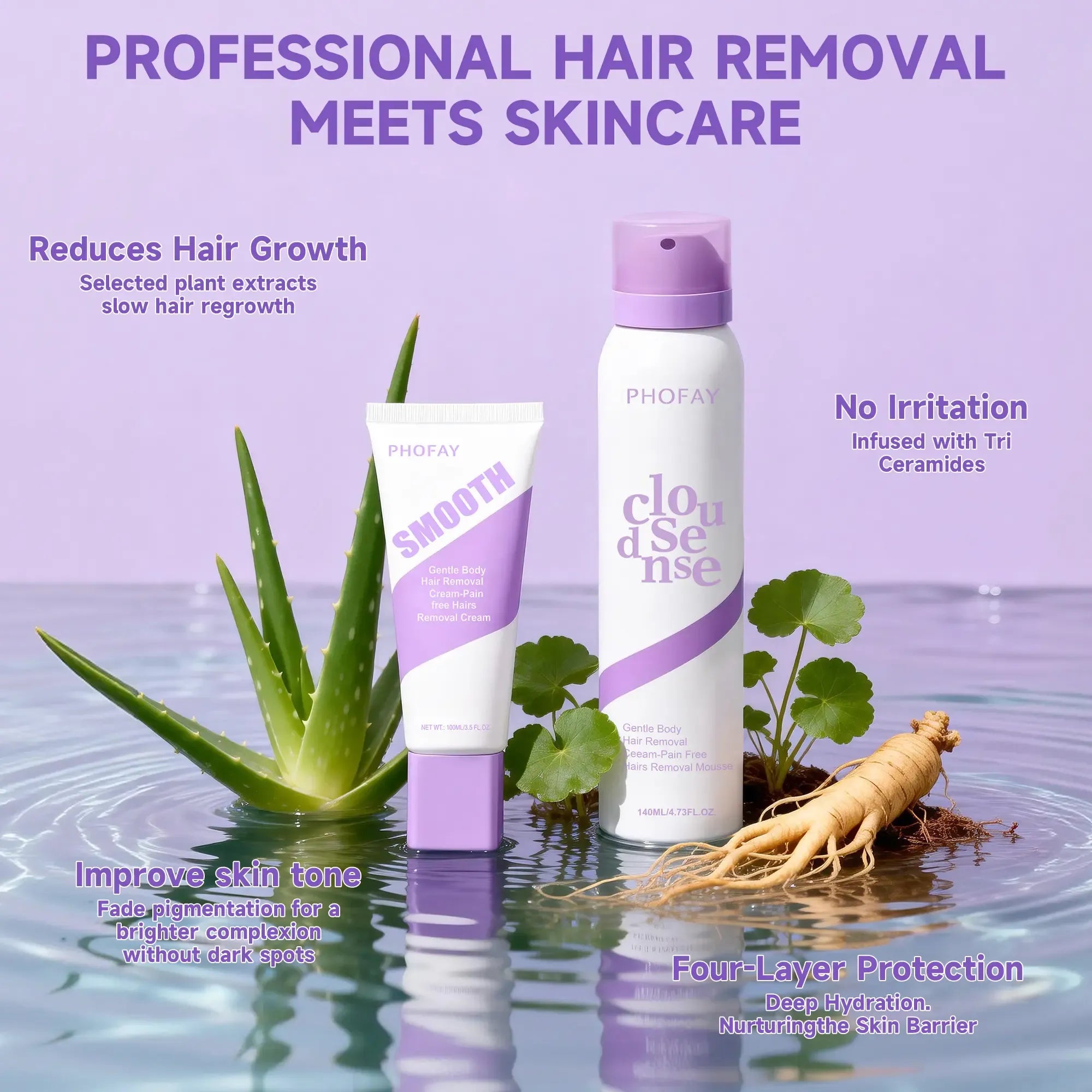 Bikini Pain-Free Hair Removal Cream for Sensitive Skin, Hypoallergenic Formula-Gentle & Fast-Acting Depilatory with Citrus Scent, Aloe & Hyaluronic Acid for Soothing Care, Suitable for Men & Women