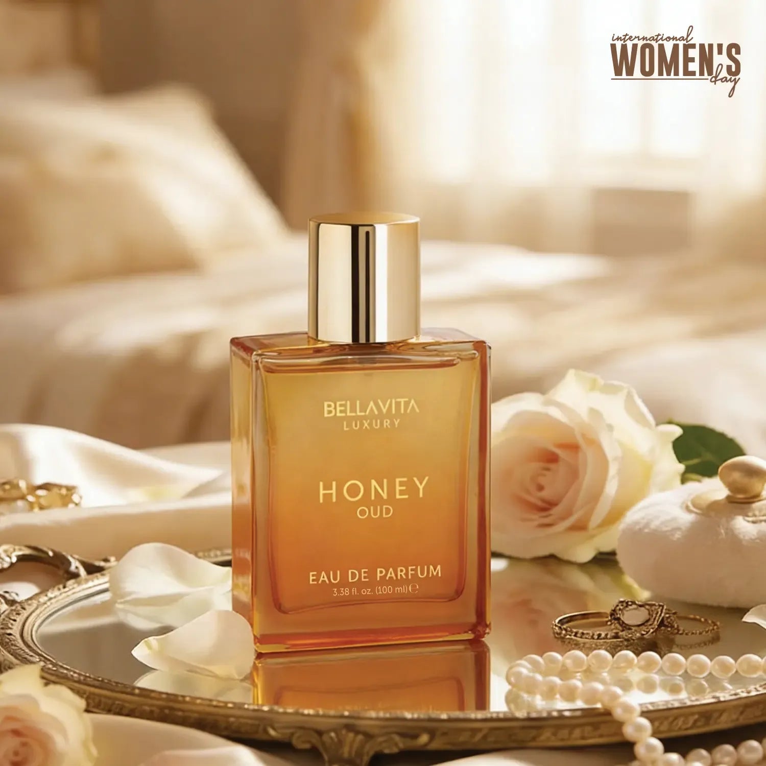 Bellavita Honey Oud Eau De Parfum 100ml (3.4oz) | Unisex Luxury Perfume for Women & Men | Sweet Honey & Smoky Oud | Long-Lasting Arabic Fragrance | Perfect Mother’s Day Gift | Vegan & Cruelty-Free