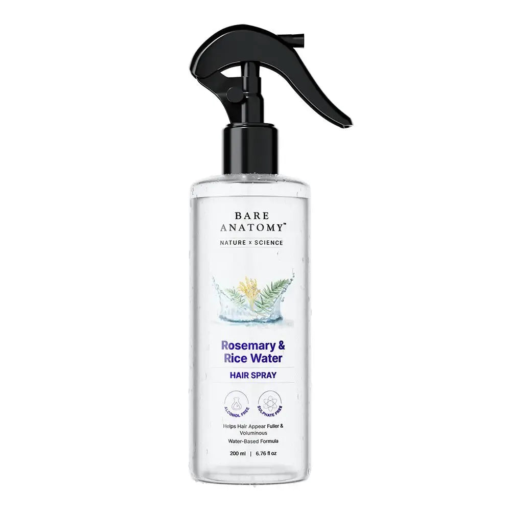 Bare Anatomy Nature x Science Rosemary Water with Rice Water |100% Natural Extract | Soft & Smooth Hair Non-Greasy & Fast Absorbing | 200 ml