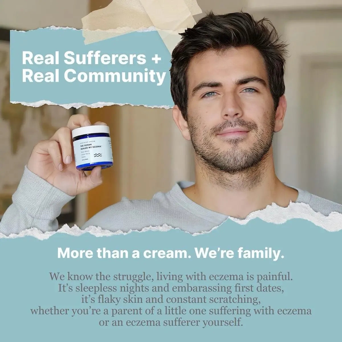 Natural Soothing Cream with Sea Moss & Oats - Eczema & Psoriasis Relief - Ocean Minerals - for Sensitive Skin - Hydrating Eczema Cream for Dry Skin Healing Therapeutic