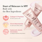 [medicube] No Cast Just Glow Collagen Sunscreen | SPF 50 Broad Spectrum Face Sunscreen | Lightweight, Non-Sticky, Hydrating Formula | No White Cast or Residue | Peptide, Cica for Soothing & Natural Glow