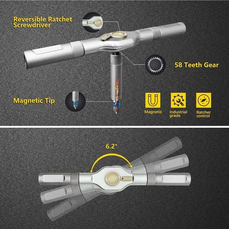 SEESE 24 in 1 DlY Screwdriver Set,1 Set SwitchableScrewdriver Shape Magnetic Screwdriver Set,Compact and Portable Ratchet Screw0driver SetHome Repair Tool Box